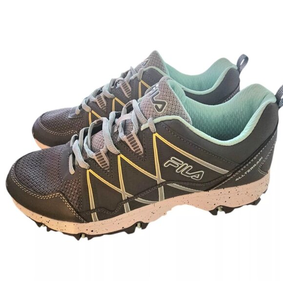 Fila Womens All-Terrain Trail Running Shoes Gray/Teal Size 8 1/2 Durable Soles - Picture 1 of 7